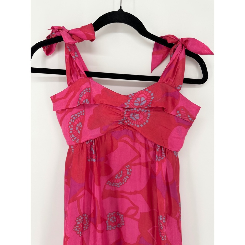 Marc Jacobs Silk Mini Dress Sz 2 Floral Pink Barbie Babydoll Empire Waist Y2K - Picture 3 of 7